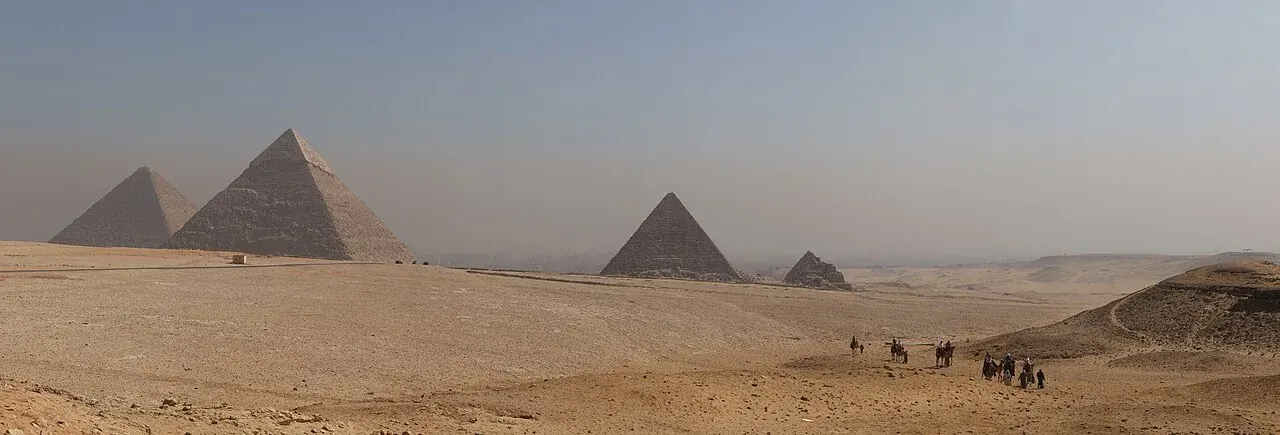 Panoramic view of the Giza pyramids